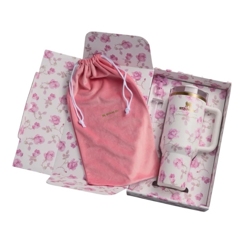 STANLEY x LOVESHACKFANCY Quencher Tumbler 40 Oz Ribbon Rosa BNIB